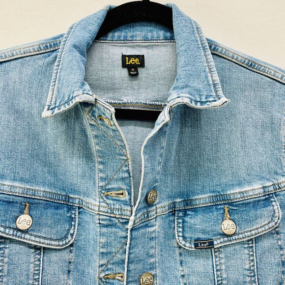 New Lee Denim Jean Jacket Medium Light Wash Jean Jacket Lee Legendary Rider Med - Picture 2 of 15